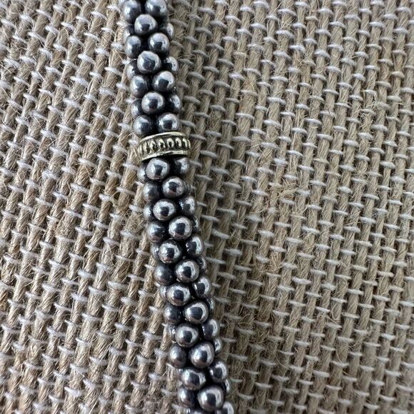 Vintage Lagos Cavier Mix Metal 925 & 18k Bead Chain And Large Pendant - Picture 8 of 11